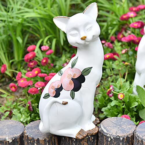 Statue de Jardin Chat Assis Décoration Extérieure Maison Cour et Étagère - 2