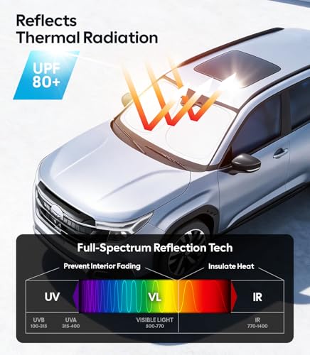 Image of Wigoo for Subaru Forester Windshield Sunshade [OEM Design, 100% Sun Blockage] Foldable Heat Insulation Sun Shade with Storage Bag, for Subaru Forester (2019-2026), Silver Coating