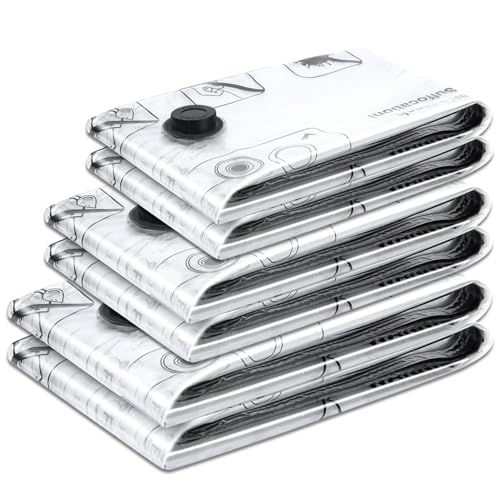 ETROBOT 6 Piezas Bolsas Vacio Ropa（ 2 * 80x60 + 2 * 70x60 + 2 * 60x40cm,）Ahorra Espacio Bolsas de Almacenaje al Vacío para Guardar Ropa, Edredones, Mantas, Almohadas, Viajes, Mudanzas
