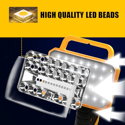 Image of Cordless LED Work Light Compatible with DeWalt 20V Battery, 2000LM Portable Handheld Flashlights Tool with USB Port and 3 Brightness Modes for Camping, Fishing, Job Site, Indoor & Outdoor Use