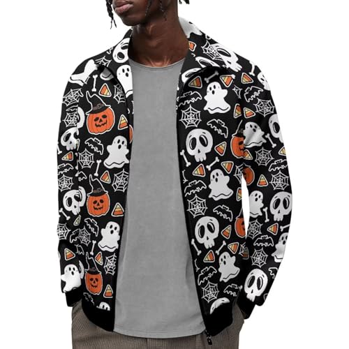 Chaqueta gráfica casual para hombre con cierre completo miniatura 2