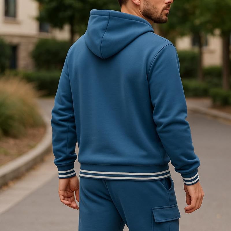 prigridche Men's Hooded Baseball Cardigan Sweatshirt Tracksuit Sets