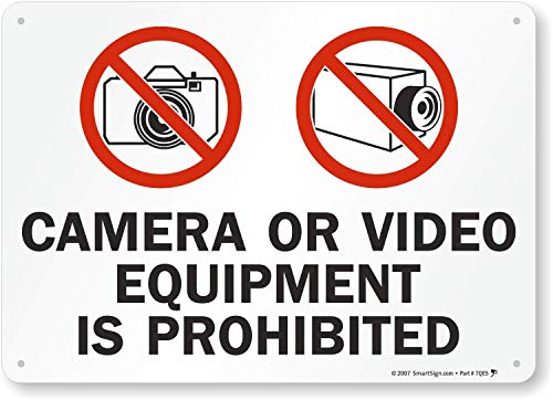 Placa "Camera Or Video Equipment Is Prohibited" da SmartSign | Al...