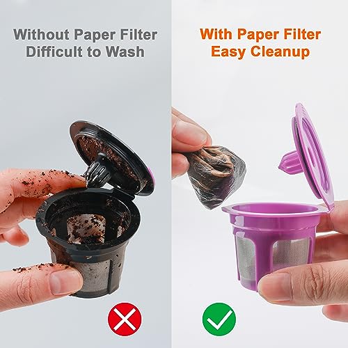 Image of Irmidi 600 Count Disposable Paper Coffee Filters with 4 Pack Reusable K Cups, Compatible with Keurig 2.0 and 1.0 Coffee Maker