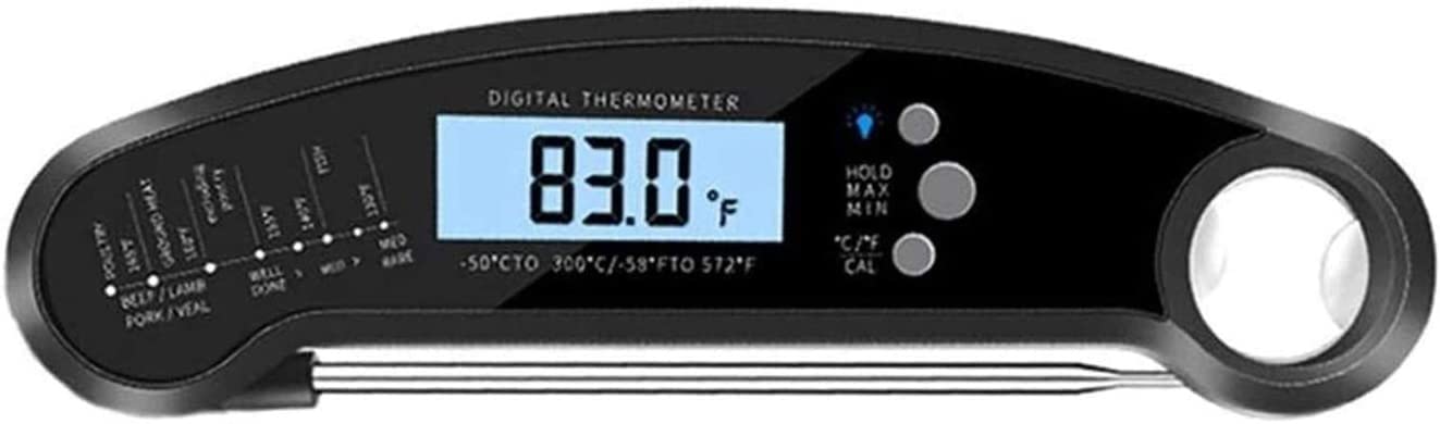 LIIAV Termómetro de carne de lectura instantánea for cocinar, termómetro de alimentos digitales rápidos y precisos con calibración de la luz de fondo y sonda plegable for freír, Barbacoa Parrilla y pa
