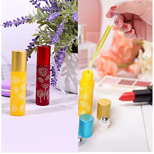 Sukpsy 8 Pcs Essential Oil Roller Bottles, 10Ml Roll On Bottle With Stainless Steel Balls,Refillable Colorful Frosted Perfume Sample Bottles Diy Empty Containers For Lip Oil,Dropper Included #TOP6