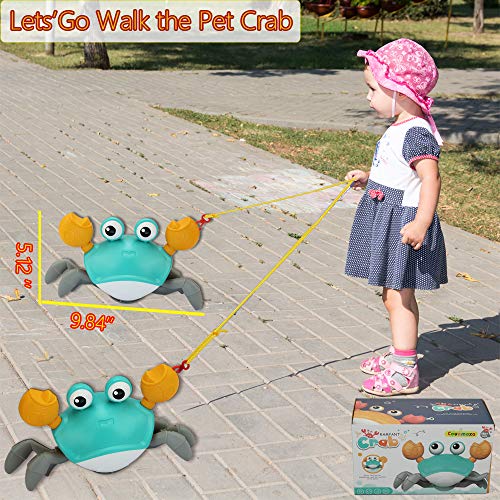 COUOMOXA Bath Toys for Toddler 1-3 Years Amphibious Cute Wind Up Swimming Crab Bath Toys for Toddlers,Babies,Kids - 2 in 1 Baby Bathtub Pool Toys- Push and Pull Toy,Walking-a-Long Toys - Thumbnail 3