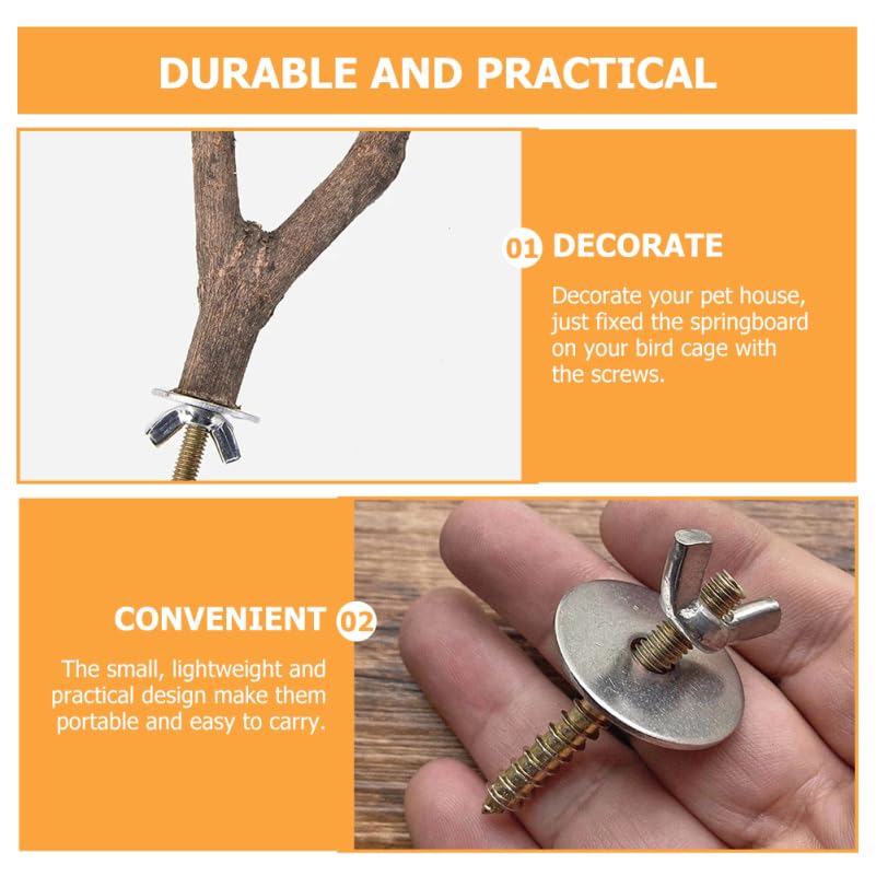Image of Balacoo 8 Sets Bird Perch Screws, Bird Cage Hardware with Screws, Washers, Wing Nuts & Drill Tool for Fixing Perch, Breeding Box, Food Bowls, Hamster Board
