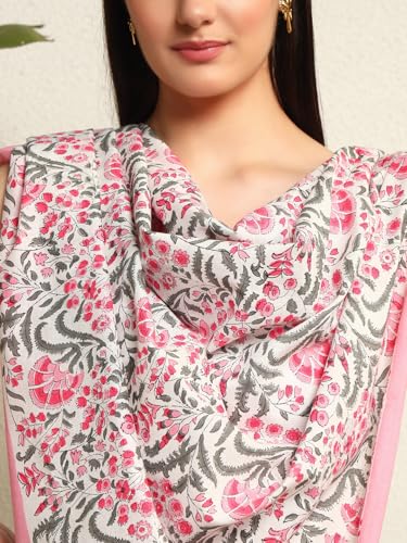 Image of Ravaiyaa - Attitude is everything Sanganer Hand Block Printed Scarves Pure Cotton Scarf Square Hijab Dupatta 40 inch X 40 inch Inch