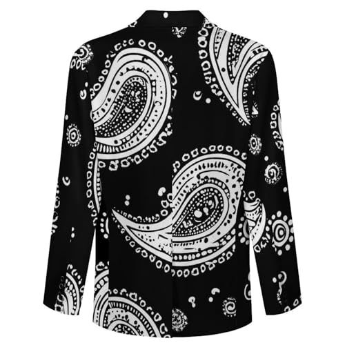 Paisley Black and White Classic Suits Blazer for Men Business Tuxedo Jacket Sport Coat Two Buttons4