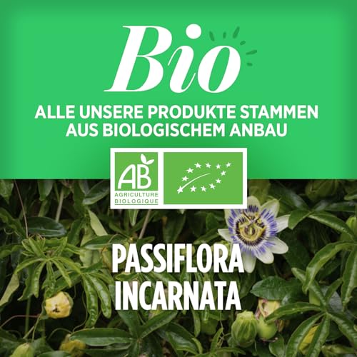 Bio Passionsblume 1600 mg pro Tag - ENTSPANNUNG, SCHLAF - 120 Tabletten | Premium Naturprodukt & Rein pflanzlich