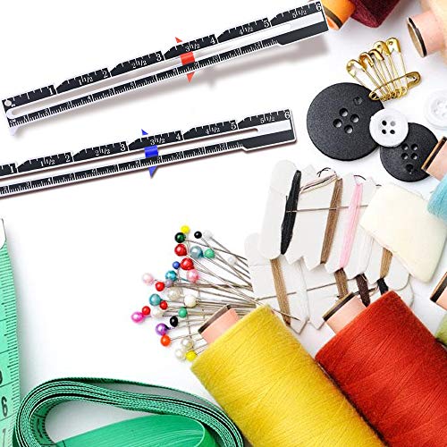 CZWESTC 8 Pcs Sewing Measuring Rulers, Aluminum Sliding Gauge, Quilting Knitting Measuring Rulers, Sewing Seam Gauge for Beginner Crafting Sewing Measuring (Blue & Red)