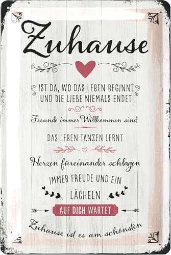 LANOLU Retro Blechschild Zuhause ist es am schönesten, Geschenk zum Einzug oder Richtfest,...