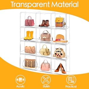 10Pack Purse Organizer for Closet Clear Acrylic Display Case Handbag Storage Organizer Box with Magnetic Door Stackable Storage Bins with Dustproof Lid for Book Toys Shoes Cosmetic Collectibles 10Pack Purse Organizer for Closet Clear Acrylic Display Case Handbag Storage Organizer Box with Magnetic Door Stackable Storage Bins with Dustproof Lid for Book Toys Shoes Cosmetic Collectibles