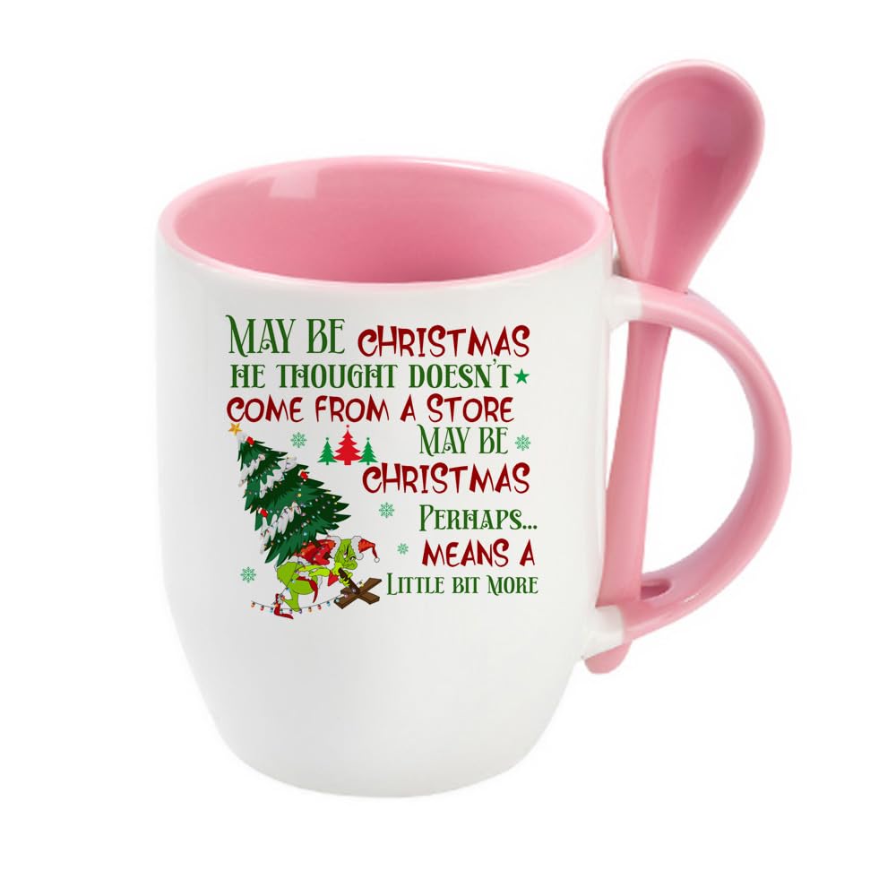 Getagift May Be Christmas, he Thought Doesn't Come from a Store, Spoon Coffee, Tea Mug. (Pink)