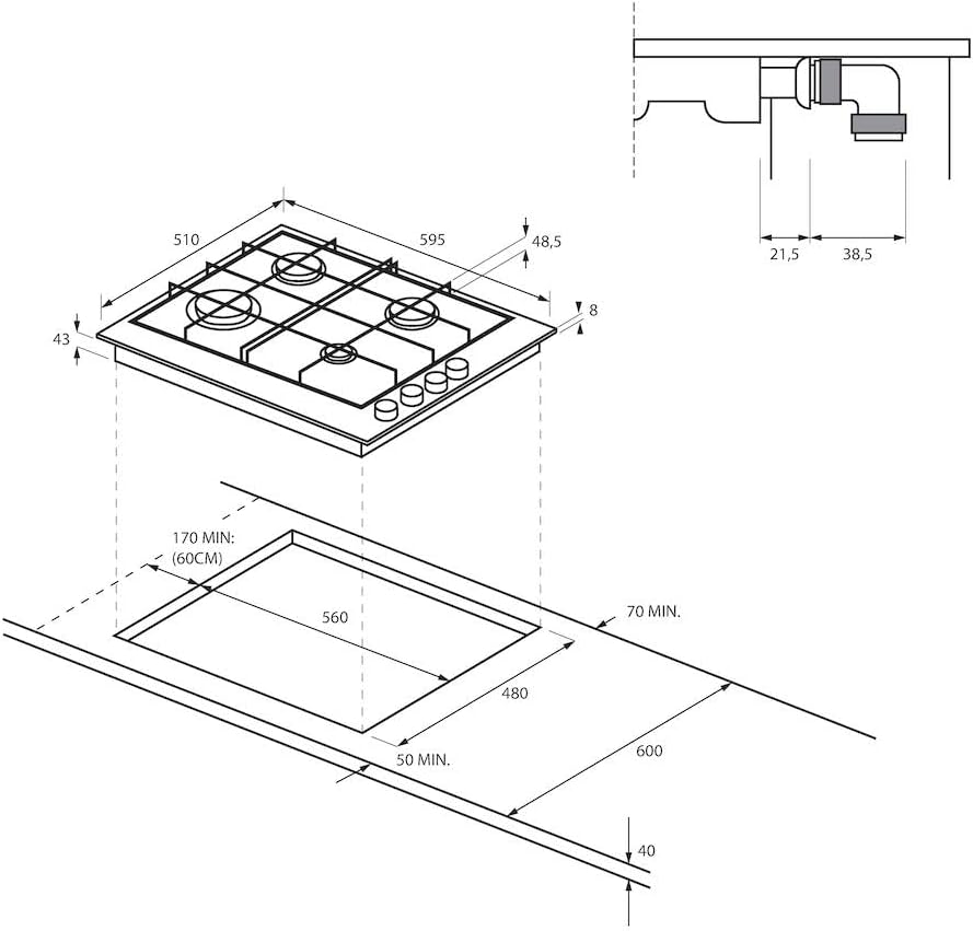 Candy CHW6LBX Piano Cottura a Gas, 4 Fuochi, da Incasso, Griglie in Metallo, Valvola di Sicurezza, 59,5x51x8 cm, Acciaio Inox Candy CHW6LBX Piano Cottura a Gas, 4 Fuochi, da Incasso, Griglie in Metallo, Valvola di Sicurezza, 59,5x51x8 cm, Acciaio Inox