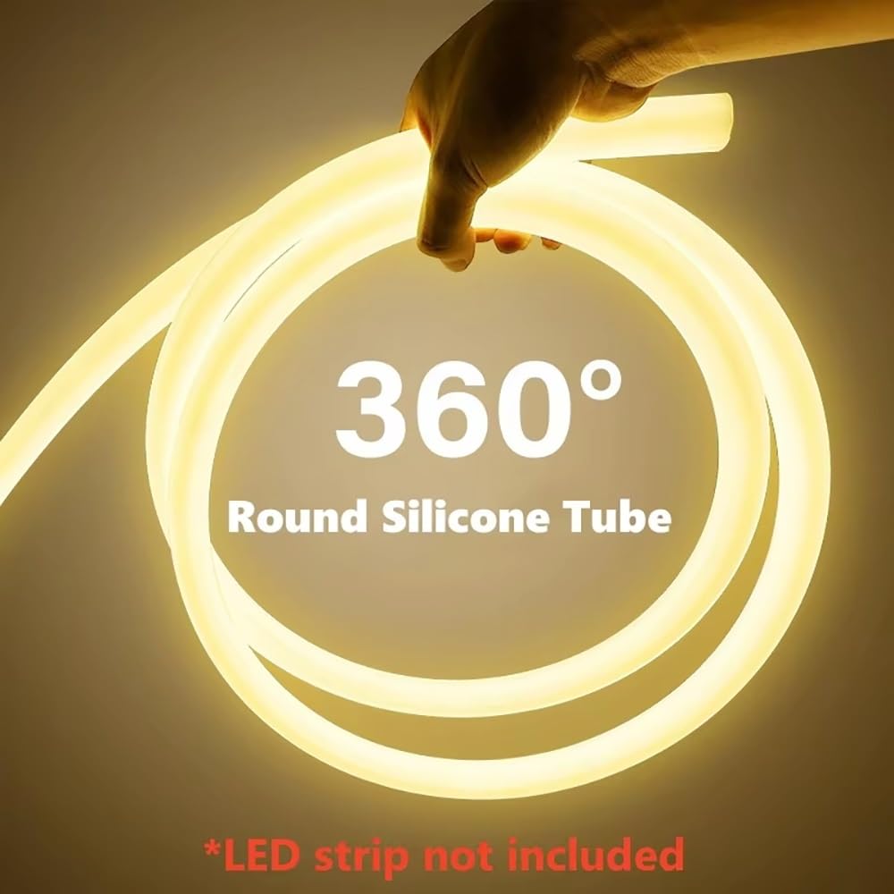 Obudowa elastycznej silikonowej świetlówki neonowej 1M - okrągła tuleja na listwę LED, biały dyfuzor 360 stopni, 1 szt.(R50 For 10mm PCB)