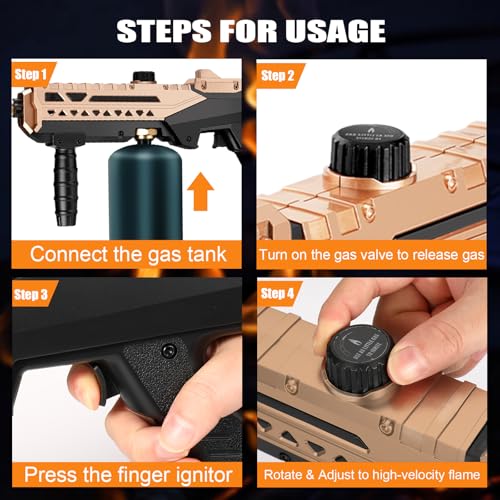 Image of Propane Torch Gun-Powerful Grill Torch Gun, Kitchen Torch Gun with Adjustable Flame, Flamethrower, High Power Cooking Torch for BBQ, Baking, Campfire, Welding (Propane Tank Not Included)