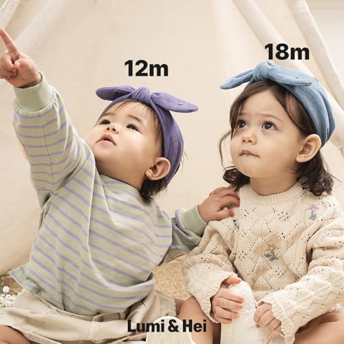 LUMI&HEI Baby Cotton Headbands (7colors) - Soft Corduroy HairBands with Bows for Baby girl toddler kids - Handmade Toddler Hair Accessories (Lavender Purple)4