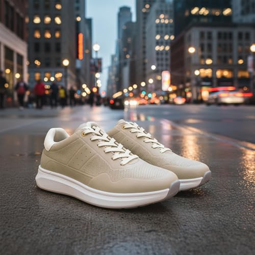 Image of Red Chief Men's Sneakers | Lace-Up Low Ankle Shoes for Everyday Wear | Stylish & Comfortable Trendy Footwear | Beige (C6007)