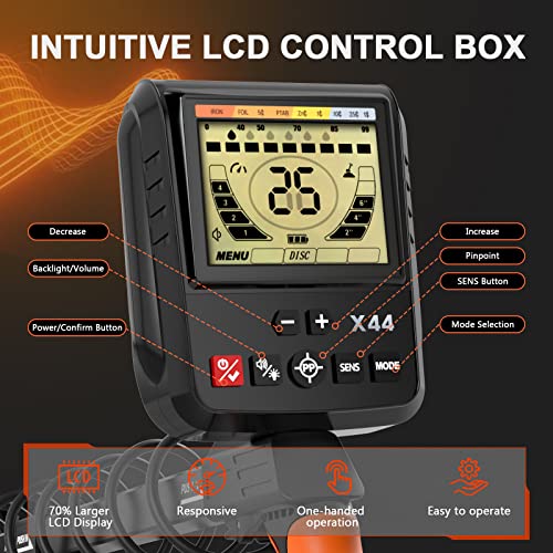 Metal Detector For Adults, Professional High Accuracy Waterproof Gold Detector With Lcd Display, 10" Coil Adjustable Metal Detector For Treasure Hunting, 5 Modes, Advanced Dsp Chip #TOP1