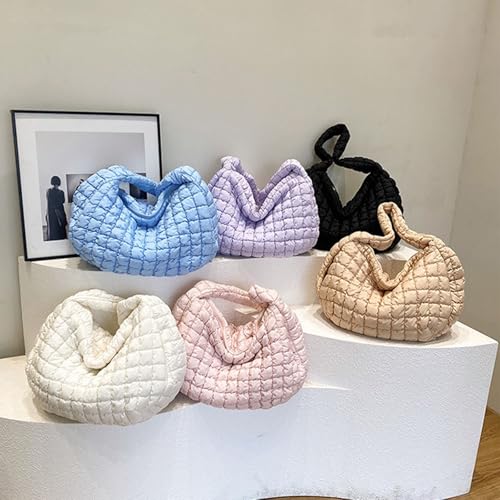 Image of Puffer Tote Bag For Women Quilted Crossbody, Lightweight Puffy Purse Large Hobo Puff Shoulder Handbags