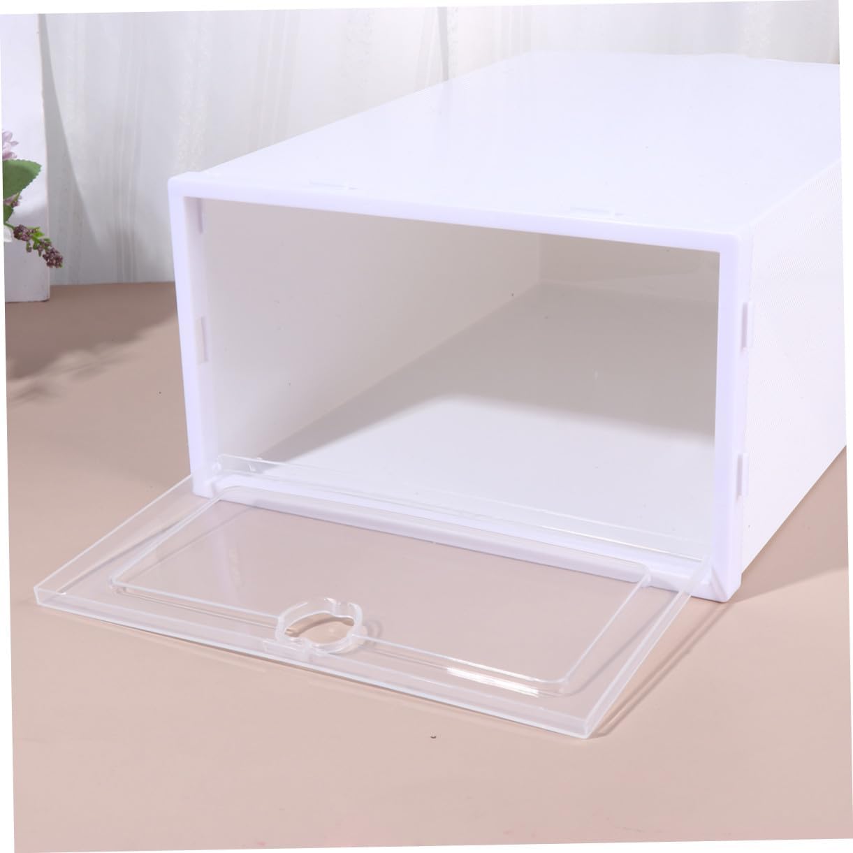 Zerodeko 6pcs Transparent Shoe Boxes Stackable Drawer Type Organizer for High Heels Sneakers Slippers Boots Multi Purpose PP Storage Case for Closet and Entryway