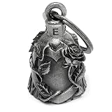 Schmuck-Checker Große Auswahl an massiven Biker-Bells Motorrad Glocke Glücksbringer Geschenk für Motorradfahrer Große XL Glocken in Grau (Herz mit Rose)