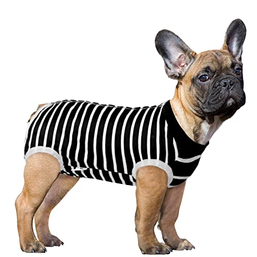 Image of SAWMONG Dog Recovery Suit, Recovery Suit for Dogs After Surgery, Dog Spay Surgical Suit for Female Dogs, Dog Onesie Bodysuit for Surgery Male Substitute E-Collar Cone, Black, X-Large