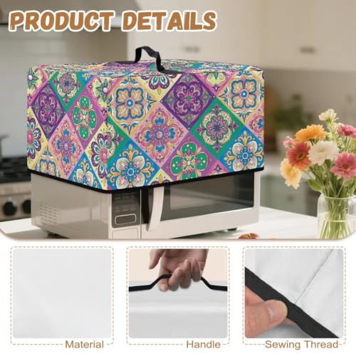 Image of Convection Oven Dustproof Cover, Washable Microwave Oven Cover Small Appliance Accessories for Kitchen Countertop, L, 20.9 x 15.7 x 12.4 Inches, Ethnic Floral