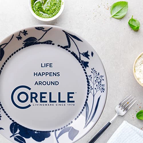 Corelle Everyday Expressions 7.5" 4-Pc Salad Plates Set, Service for 4, High-Edged Salad Plates Glass Lunch Plate Set, Microwave and Dishwasher Safe, Azure Medallion - Image 7