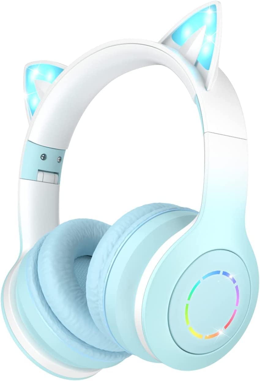 Daemon Headphones, Bluetooth Wireless Headphones for Kids Teens Adults, Over-Ear Bluetooth Headphones with Microphone, Cat Ear Headphones for Girls Women (Mint Green) (B0C43WRD34) Amazon Price History, Amazon Price Tracker
