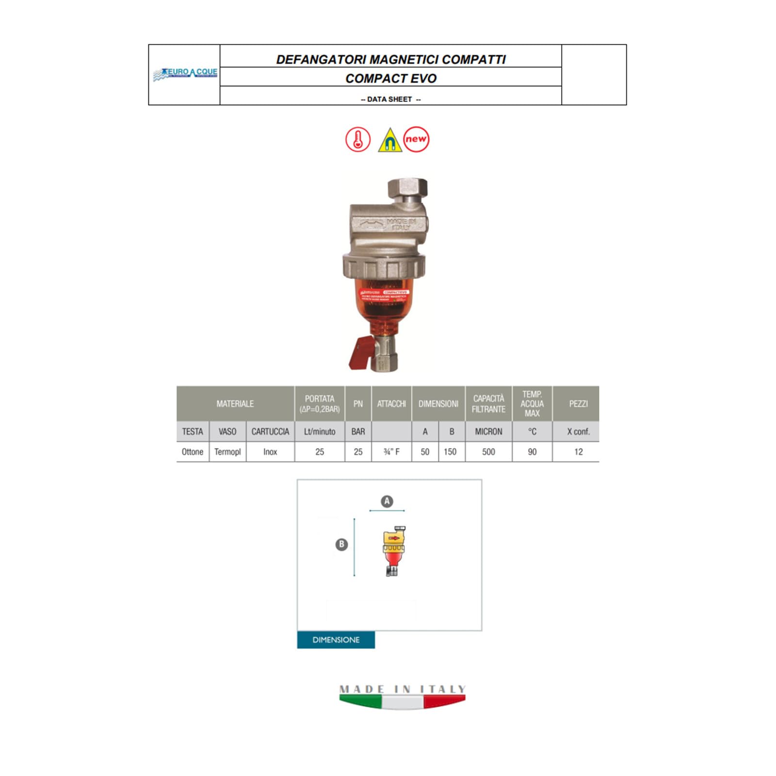 Filtro Defangatore Magnetico Salvaspazio Compact Evo per Caldaia