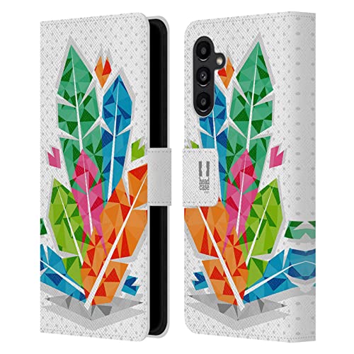 Housse cuir Samsung A13 5G plumes pour vos sorties chic