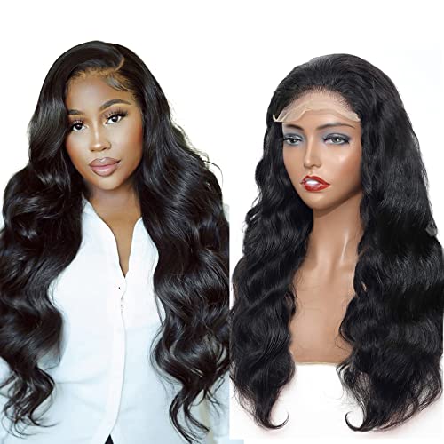 Deep Parting 5x5 HD Lace Closure Wigs Human Hair Body Wave Glueless Lace Front Wigs Human Hair Pre-plucked 150% Density Transparent Lace Wig Black 14 inch