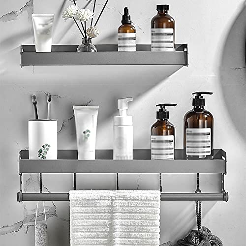 Support de rangement cosmétique d'angle pour douche avec porte-serviette mural