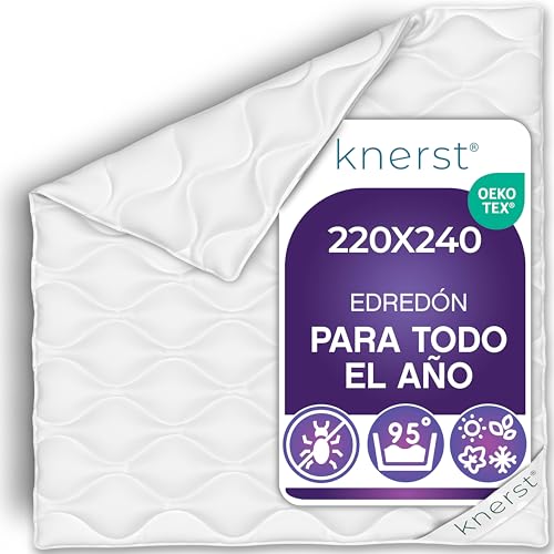 KNERST® Edredón Nórdico Entretiempo 240x220 – Relleno Nórdico Cama de Microfibra Transpirable – Edredón Cama Suave y Ligero – Nórdico Cama Lavable para Todo el Año