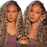 4/27 Highlight Wig Human Hair 220% Density Ombre Lace Front Wig Human Hair Pre Everything 13x6 Curly Highlighted Wig Human Hairs Glueless Wig Honey Blonde lace front wig human hair 26 inch