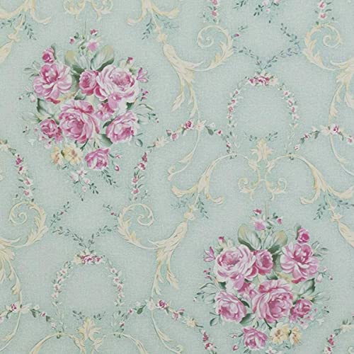 Image of NANA's Collections Blue Vintage Floral Design Wallpaper - Self-Adhesive Waterproof Peel & Stick Wall Paper for Living Room, Bedroom, Kitchen - 45cm x 1000cm Roll
