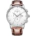 BUREI Men's Business Chronograph Wrist Watches with Date Day Stopwatch with Brown Leather Strap