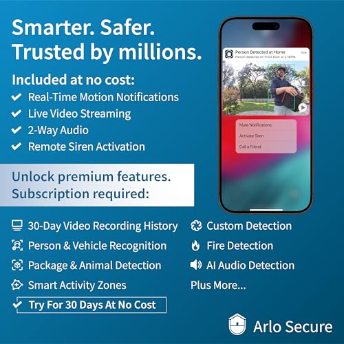 Image of Arlo Pro Security Camera 2K HDR - Wireless Outdoor Camera, Rechargeable Removeable Battery, Event Captions, Emergency Response, 1-Month Trial of Secure Plan, 1 Cam, White