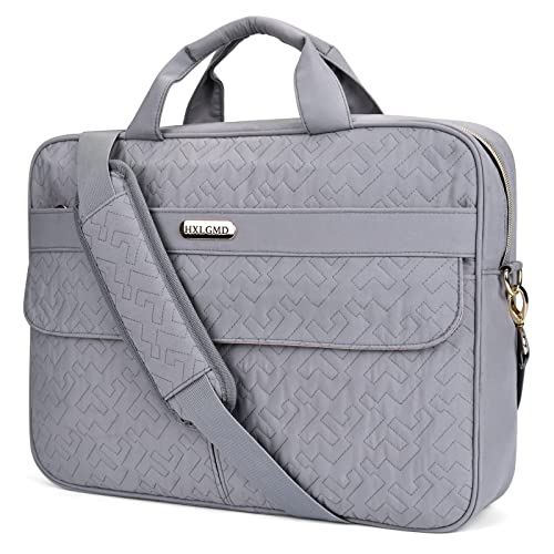HXLGMD Laptop Bag 15.6 Inch Protective Laptop Shoulder Bag Computer Carrying Case Compatible with MacBook Pro 16 inch, HP, Dell, Lenovo, Asus, Messenger Office Bag with Strap - Grey