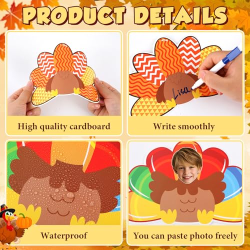 Image of gisgfim 80Pcs Fall Decorations Bulletin Board Thanksgiving Turkey Paper Cut-Outs Classroom Decor for Boy Girl DIY Craft Photo Wall Autumn Turkey Kindergarten Preschool Party Favor Supply