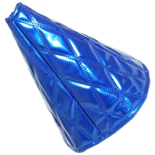 汎用 トラック用シフトブーツカバー エナメル調 ブルー×ブルー 25cm 内装 ダブルステッチ ダイヤカット キルティング