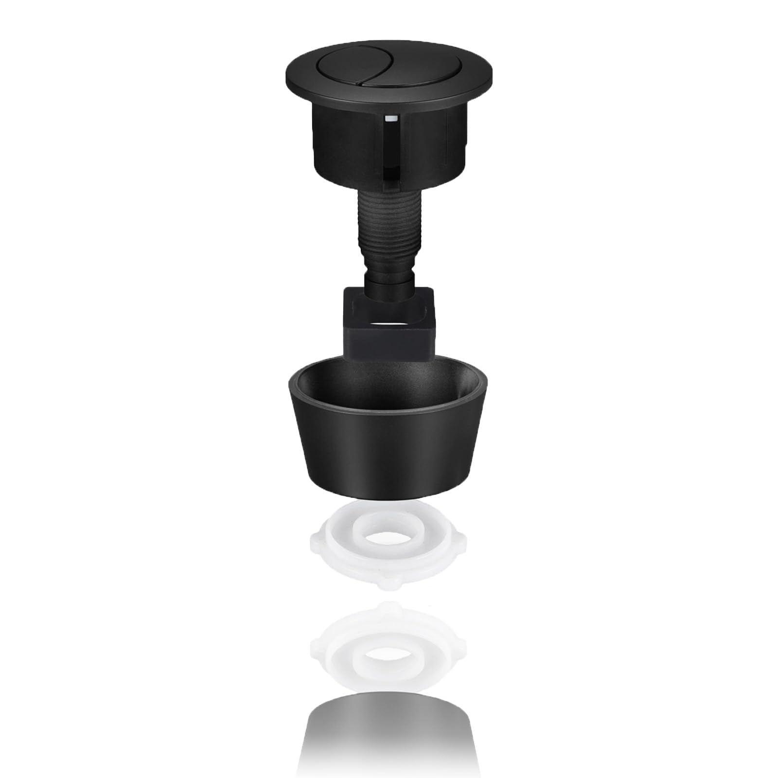 Universal Toilet Flush Button Kit, Push Button Toilet Flush for 20mm 40mm, 50mm & 60mm Cistern Lid Holes, Cable Operated ABS Black Button