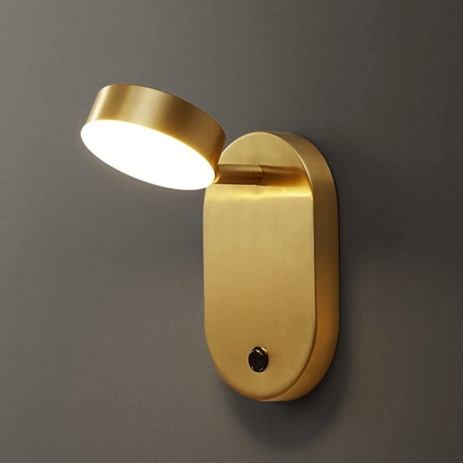 Lámpara de pared giratoria con botón de interruptor H65 aplique de pared de latón