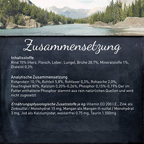 Wildes Land - Nassfutter für Katzen - Nr. 6 Rind PUR - 12 x 100 g - Getreidefrei - Extra viel Fleisch - Beste Akzeptanz und Verträglichkeit