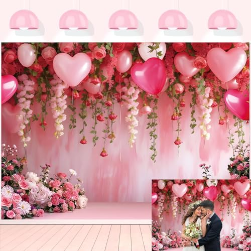 Fondo fotográfico flores rosa 7x5 pies miniatura 1