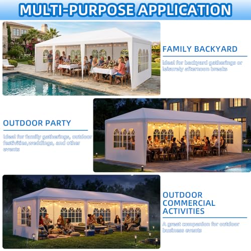 Image of Outdoor Tent for Parties (5 Sidewalls-White 10x30)
