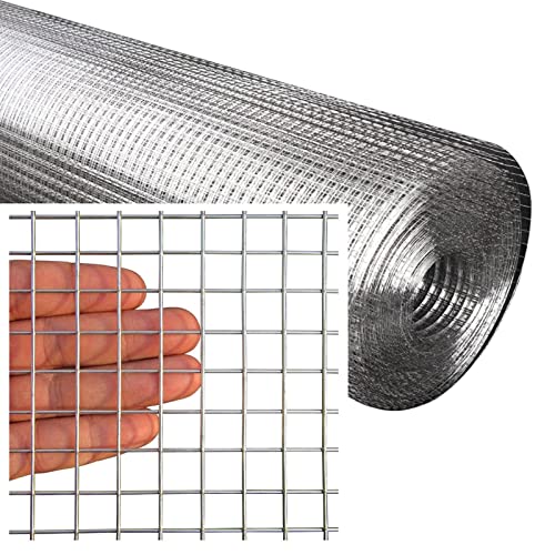Malla de alambre soldada de acero inoxidable, malla metálica cuadrada de 1/2 pulgada para gallinero, rollo de malla para gallinero, ideal para jardín, aves de corral, conejos, gallineros y plant